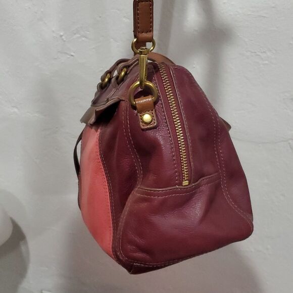 Fossil Leather Bag in Burgundy & Pink - Picture 6 of 16